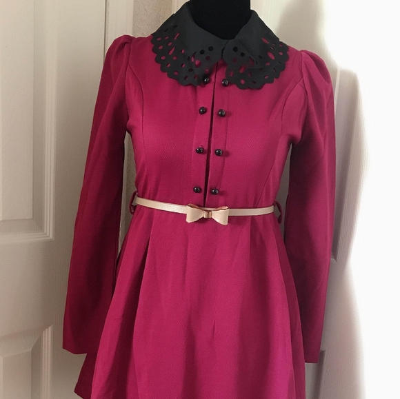 Beautiful maroon long sleeve dress - Picture 1 of 8